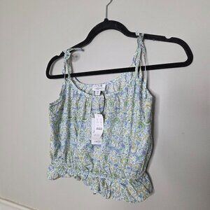 J. CREW Liberty London Organic Cotton Ruffle-Waist Tank